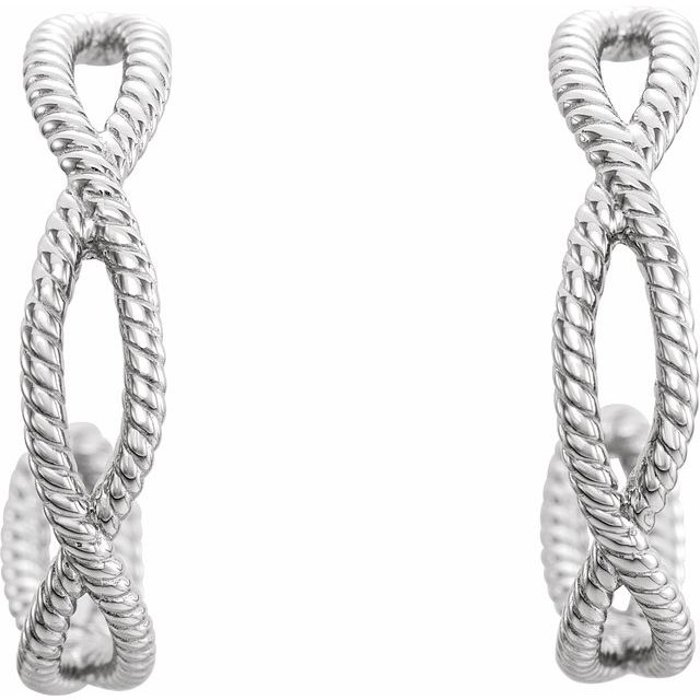 Sterling Silver 17x3.6 mm Rope Hoop Earrings