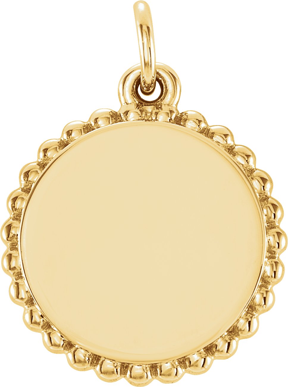 14K Yellow Engravable Beaded Disc Pendant Ref. 12421354