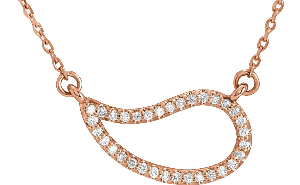 14K Rose 1/6 CTW Diamond Paisley 18" Necklace