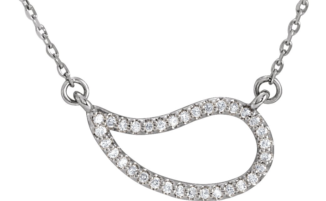 14K White 1/6 CTW Natural Diamond Paisley 18 Necklace