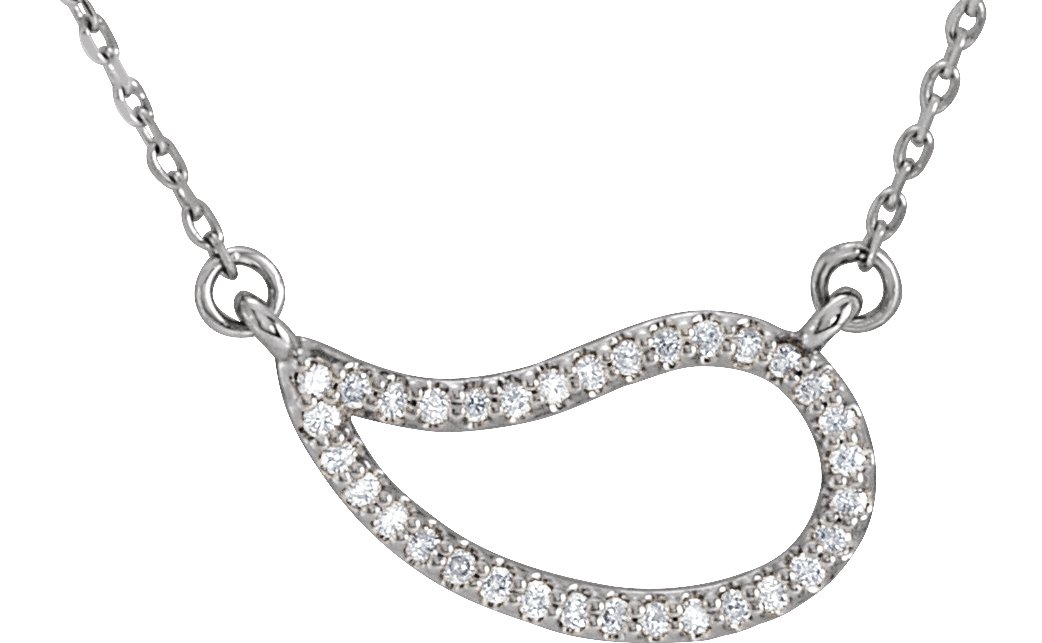 Sterling Silver 1/6 CTW Natural Diamond Paisley 18