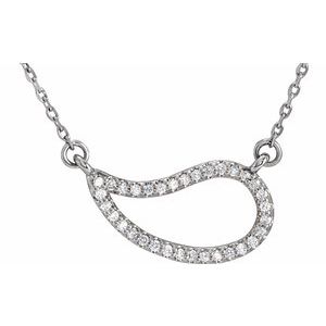14K White 1/6 CTW Natural Diamond Paisley 18" Necklace