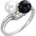 14K White Akoya Cultured Black & White Pearl & 1/10 CTW Diamond Ring
