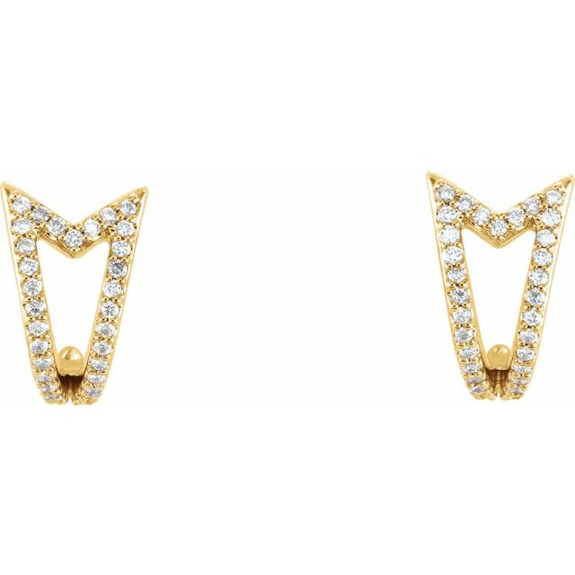 14K Yellow 1/6 CTW Natural Diamond Geometric J-Hoop Earrings