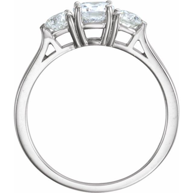 14K X1 White 4.4 mm Round Center Three-Stone Engagement Ring Mounting