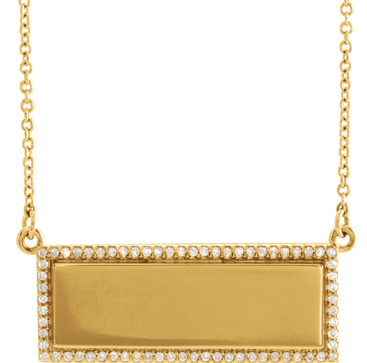 14K Yellow 1/6 CTW Natural Diamond Engravable Bar 18" Necklace