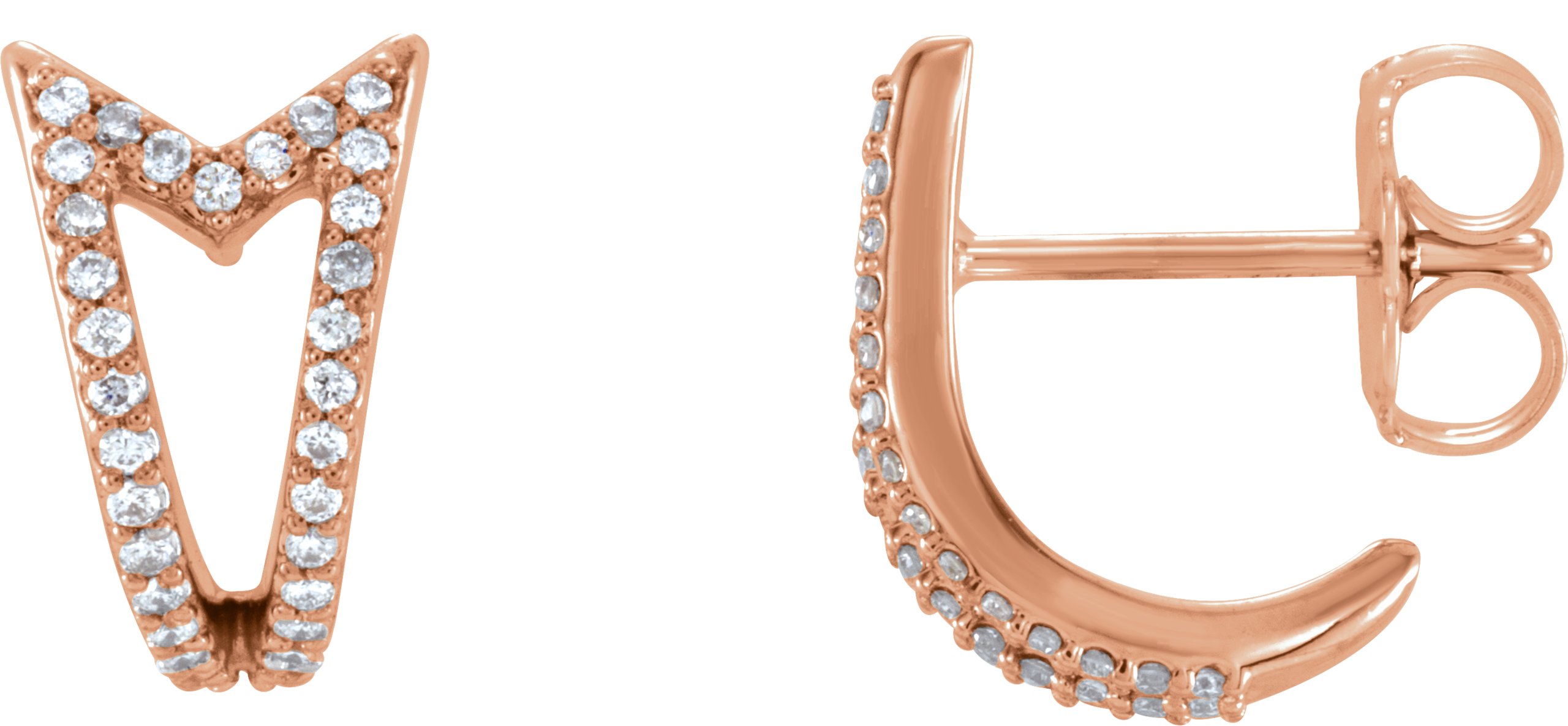 14K Rose 1/6 CTW Diamond Geometric J-Hoop Earrings