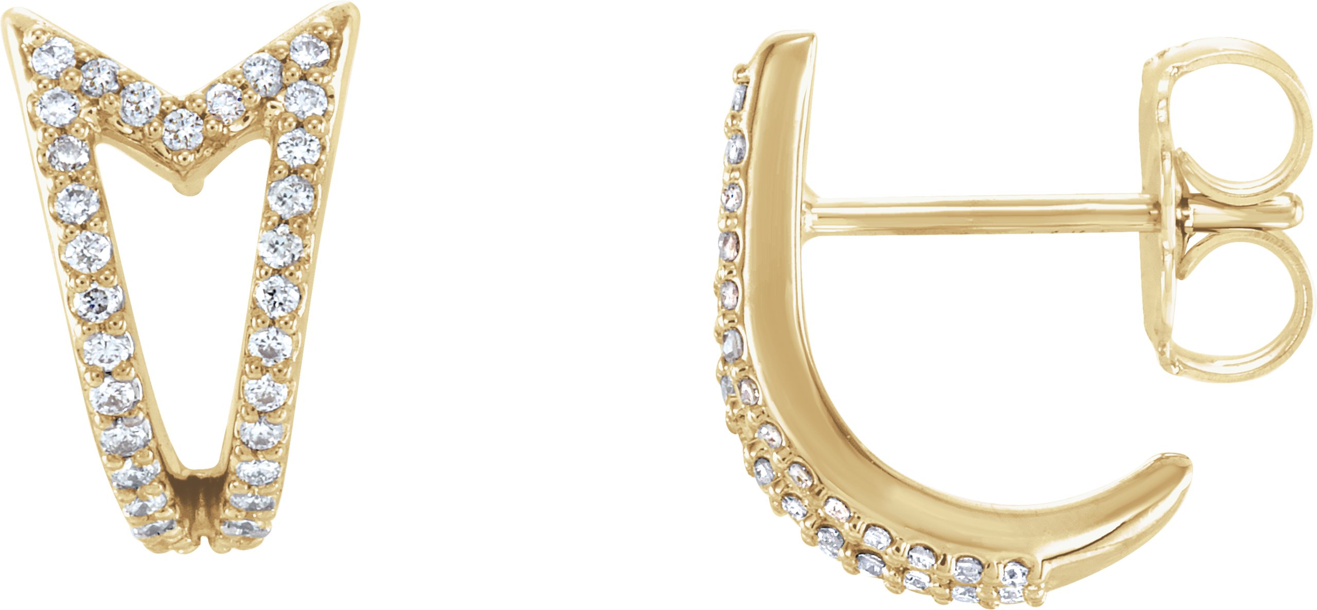 14K Yellow 1/6 CTW Natural Diamond Geometric J-Hoop Earrings