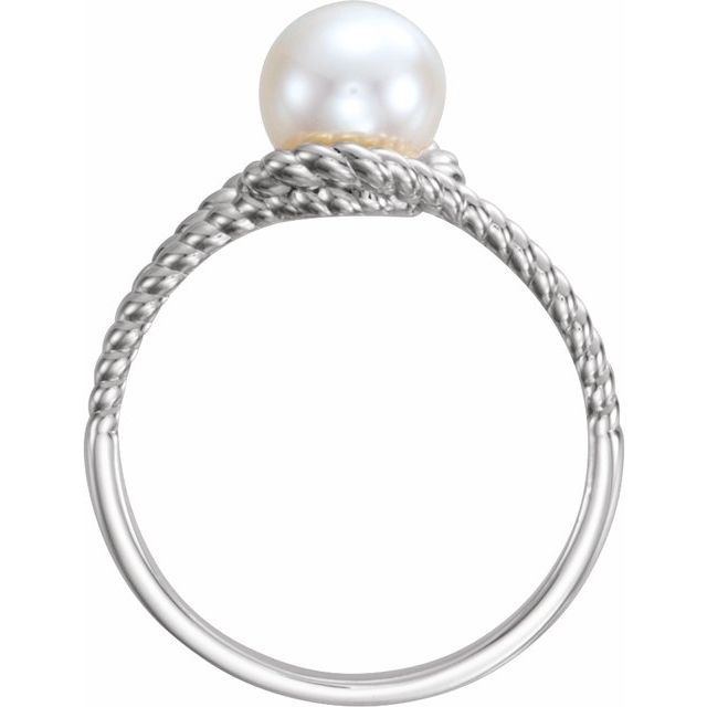 Sterling Silver 7 mm White Freshwater Pearl Rope Ring