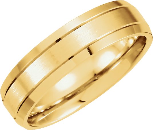 14K Yellow 6 mm Grooved Beveled Edge Band Size 8.5 Ref 7027119