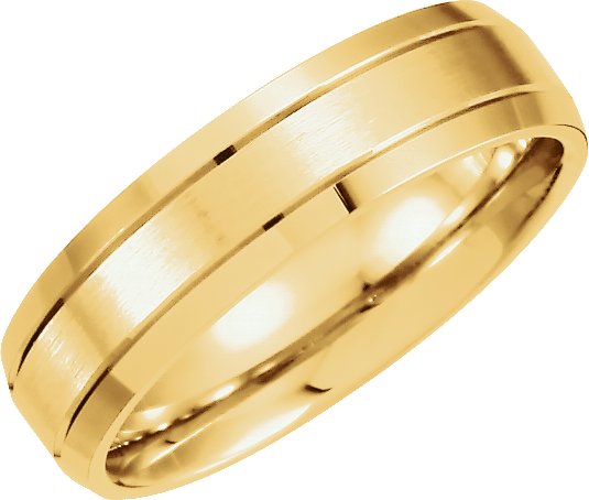 18K Yellow 6 mm Grooved Beveled Edge Band Size 11.5 Ref 16265080