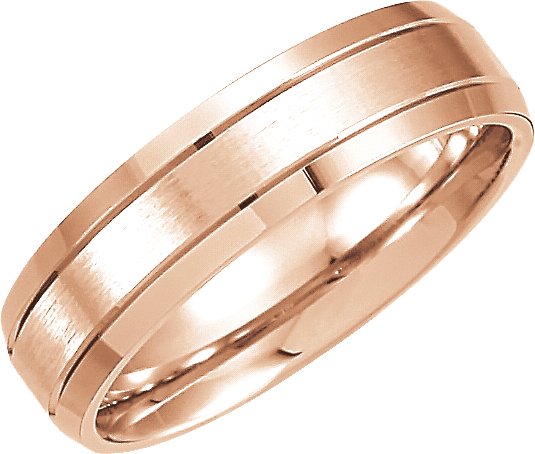 14K Rose 6 mm Grooved Beveled Edge Band Size 5.5 Ref 7026987