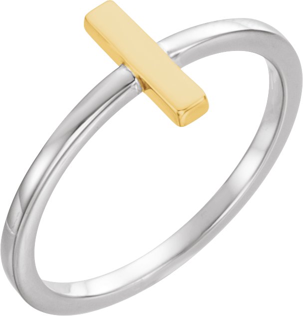 14K White & Yellow Bar Ring