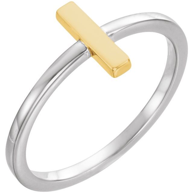14K White/Yellow Bar Ring