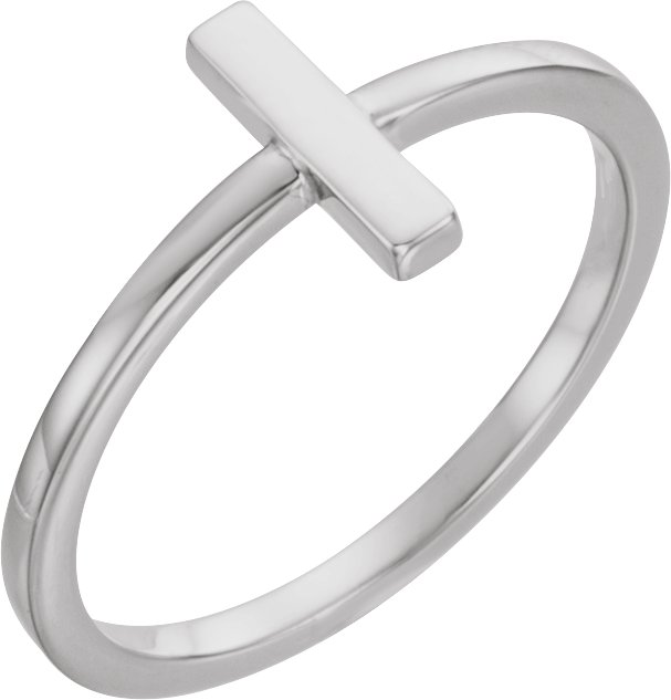 14K White Bar Ring