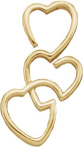 18K Yellow Triple Heart Slide Pendant