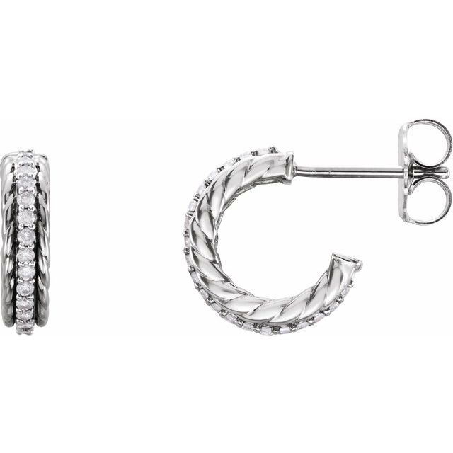 Platinum 1/5 CTW Natural Diamond Rope Hoop Earrings