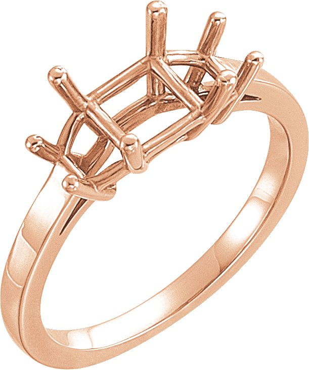 10K Rose 5.5 mm Square Three-Stone Engagement Ring Mounting