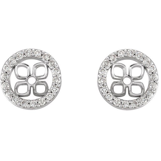 14K White 8 mm ID 3/8 CTW Natural Diamond Earring Jackets