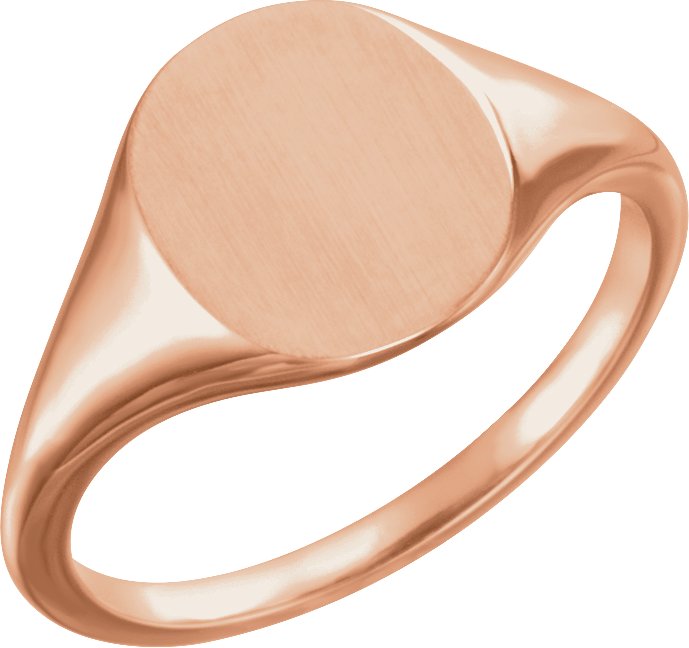 14K Rose 8x6 mm Oval Signet Ring