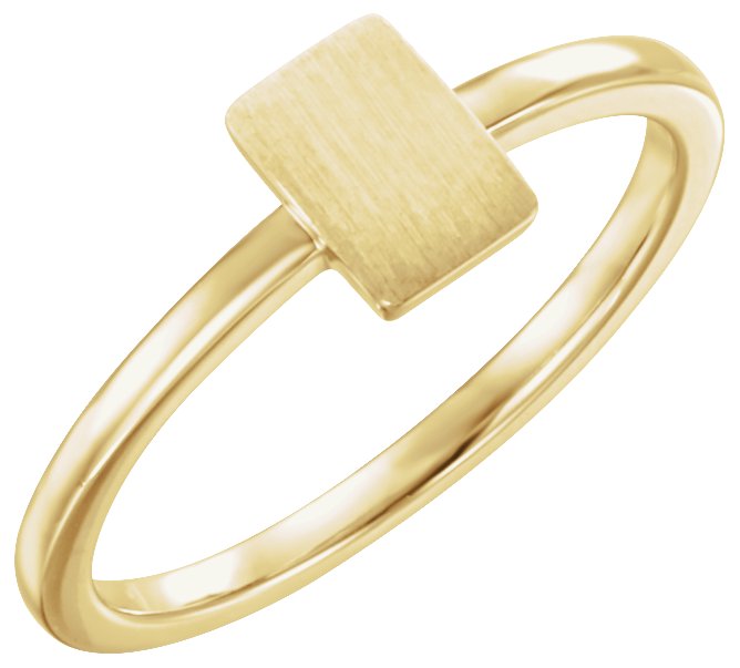 14K Yellow 7x5 mm Rectangle Signet Ring