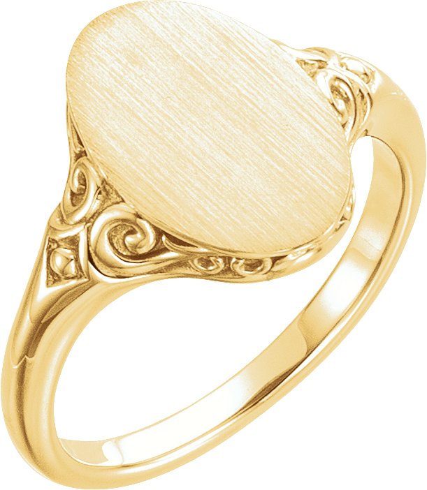 14K Yellow 13x9 mm Oval Signet Ring