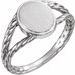 14K X1 White 11x9 mm Oval Rope Signet Ring