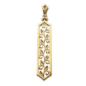 14K White Leaf Vertical Pendant