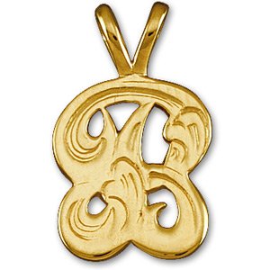 14K Yellow Small Initial F Pendant