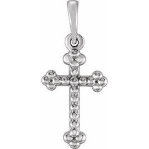 Sterling Silver Beaded Cross Pendant
