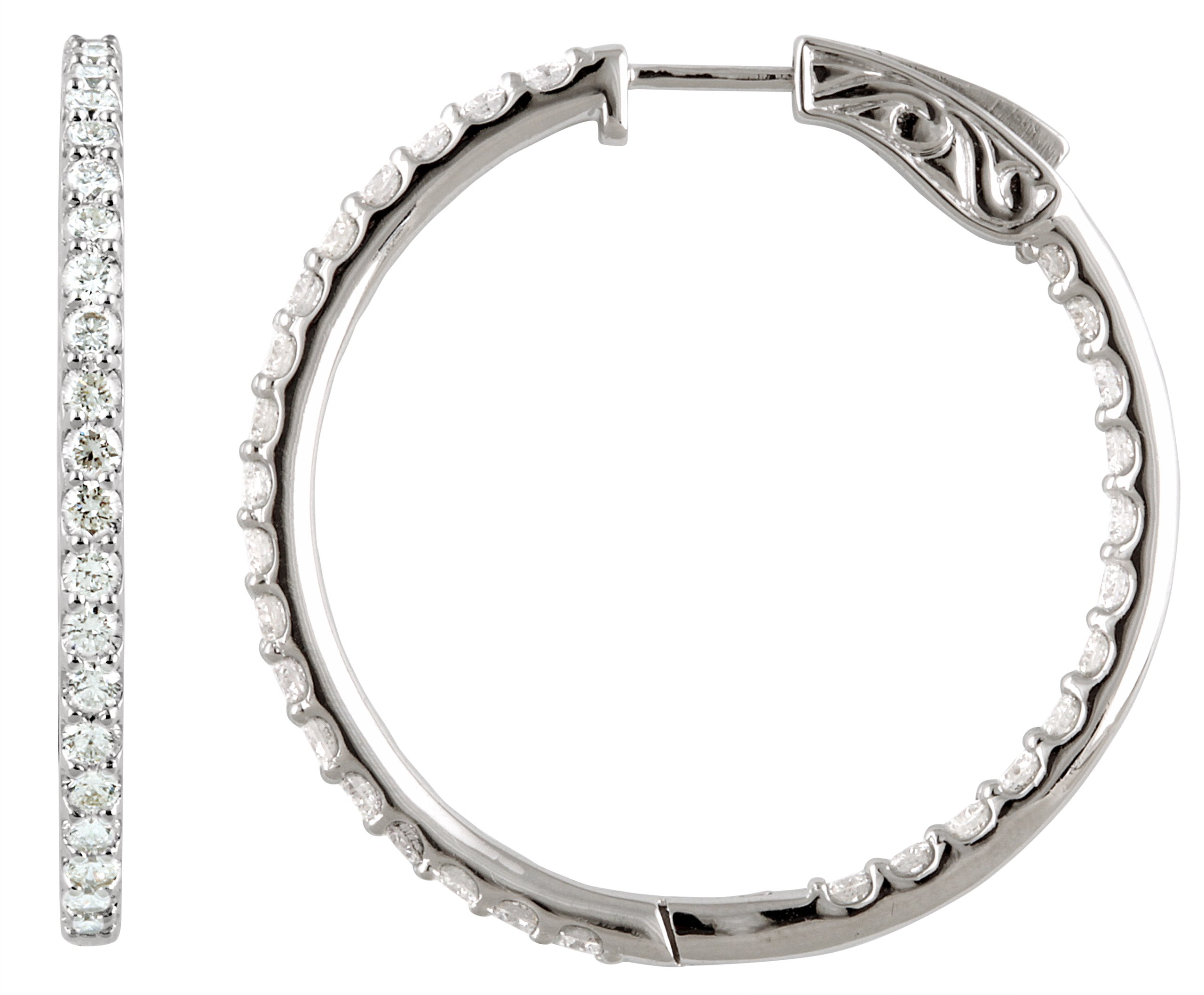 Platinum 5 CTW Diamond Inside Outside 41.5 mm Hoop Earrings Ref 9309048