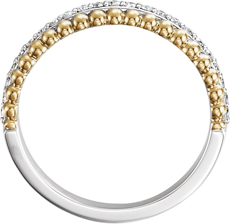 14K White/Yellow 1/5 CTW Diamond Beaded Ring