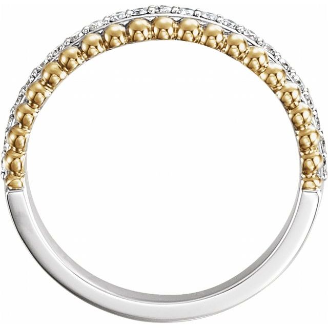 14K White/Yellow 1/5 CTW Diamond Beaded Ring