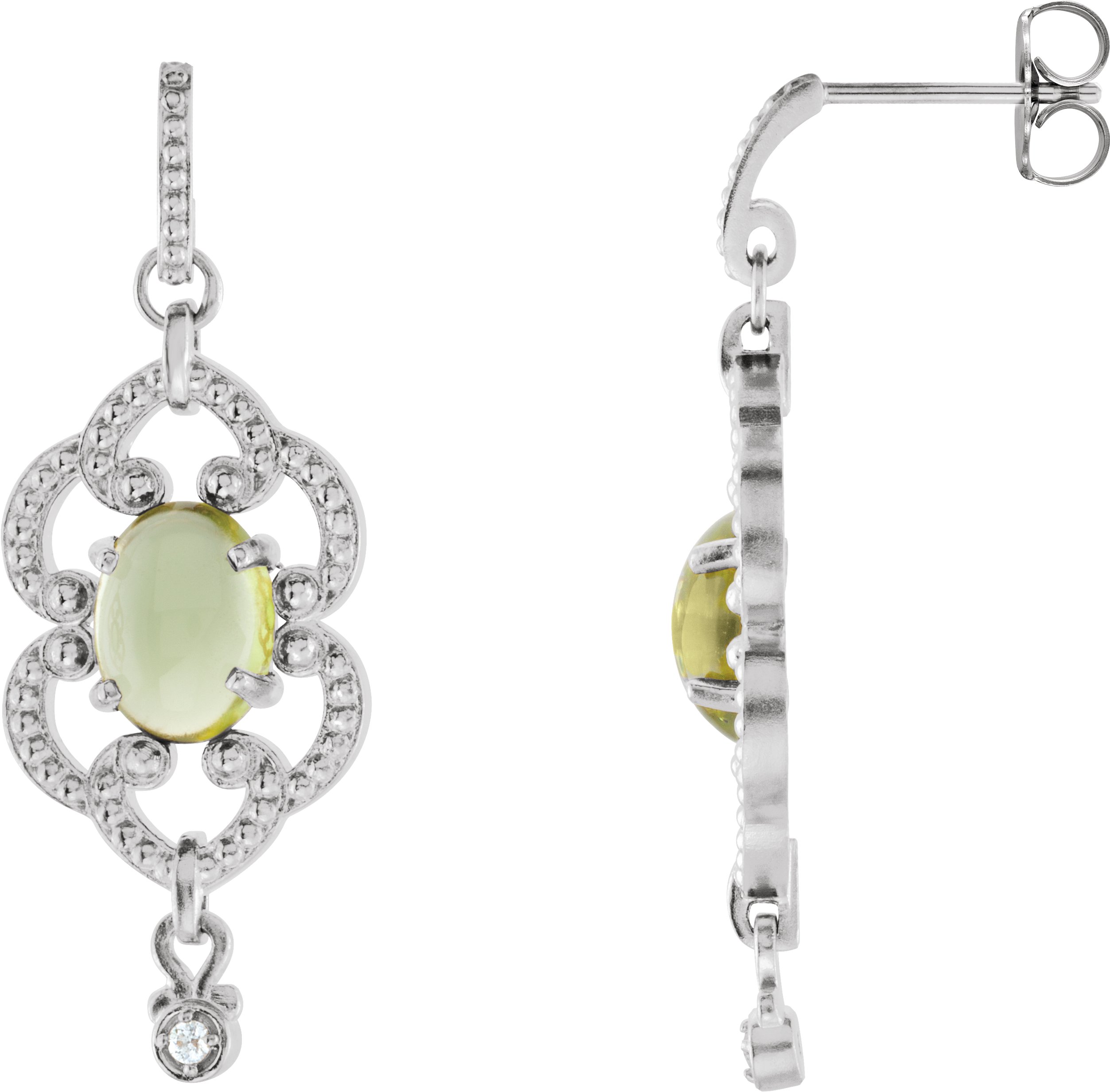 14K White Peridot and .03 CTW Diamond Earrings Ref 3416098