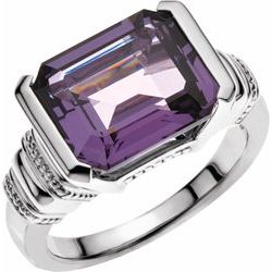 Bezel-Set Ring Mounting for Emerald Shape Gemstone Solitaire