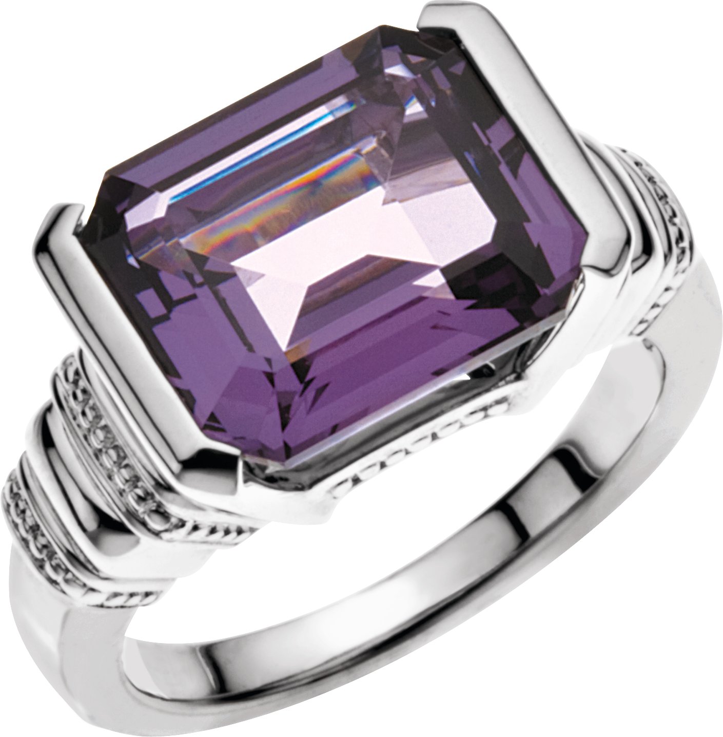 Bezel-Set Ring Mounting for Emerald Shape Gemstone Solitaire