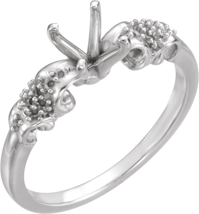 Pave'-Style Accented Sculptural Engagement Ring