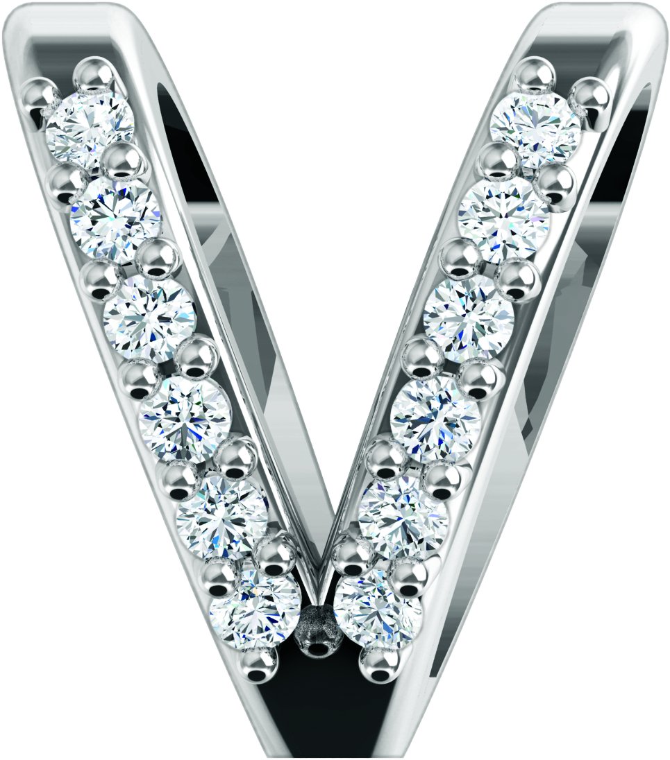 14K Бяло злато .03 CTW Natural Диамант Rabbit Ear Bail