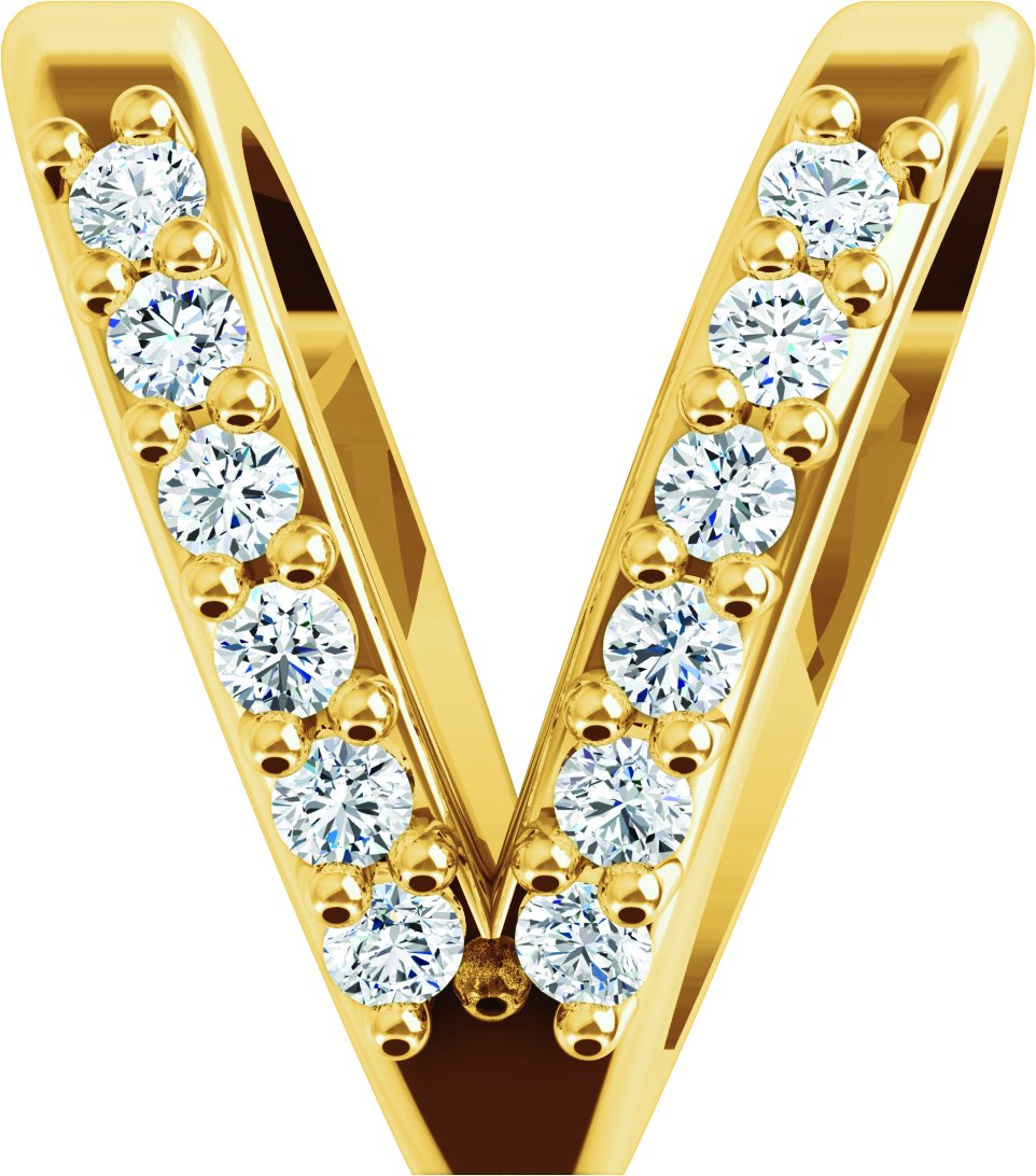 14K Жълто злато .03 CTW Natural Диамант Rabbit Ear Bail