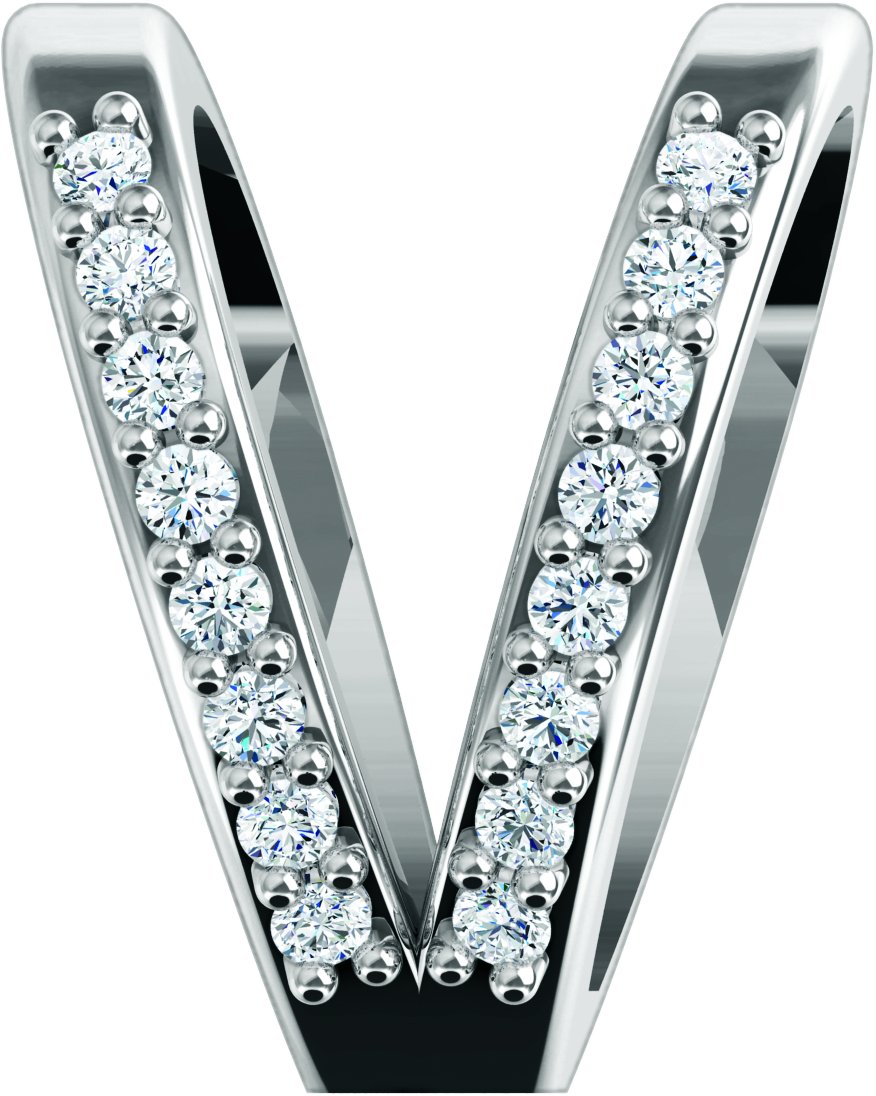 14K Бяло злато .04 CTW Natural Диамант Rabbit Ear Bail