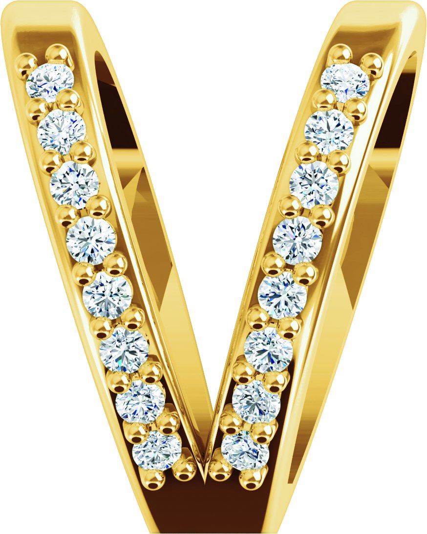 14K Жълто злато .04 CTW Natural Диамант Rabbit Ear Bail