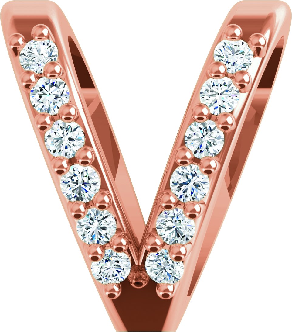 14K Розово злато .04 CTW Natural Диамант Rabbit Ear Bail