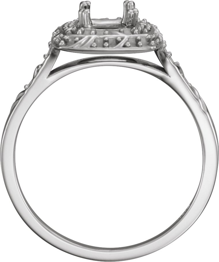 10K X1 White 5.2 mm Round Sculptural Halo-Style Engagement Ring Mounting