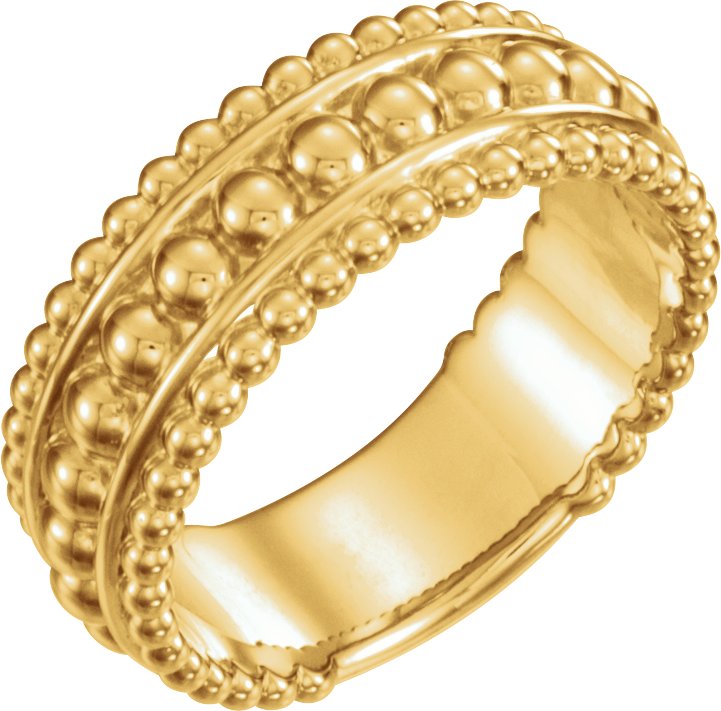 14K Yellow Beaded Ring