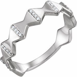 14K White 1/10 CTW Diamond Geometric Ring