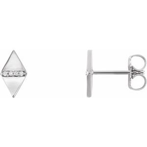 14K White .025 CTW Natural Diamond Geometric Earrings