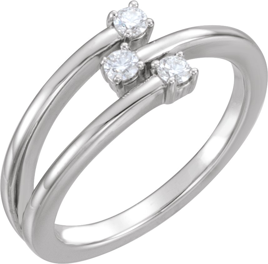 14K White 1/5 CTW Natural Diamond 
Bypass Ring