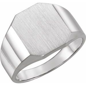 Sterling Silver 14x12 mm Octagon Signet Ring 