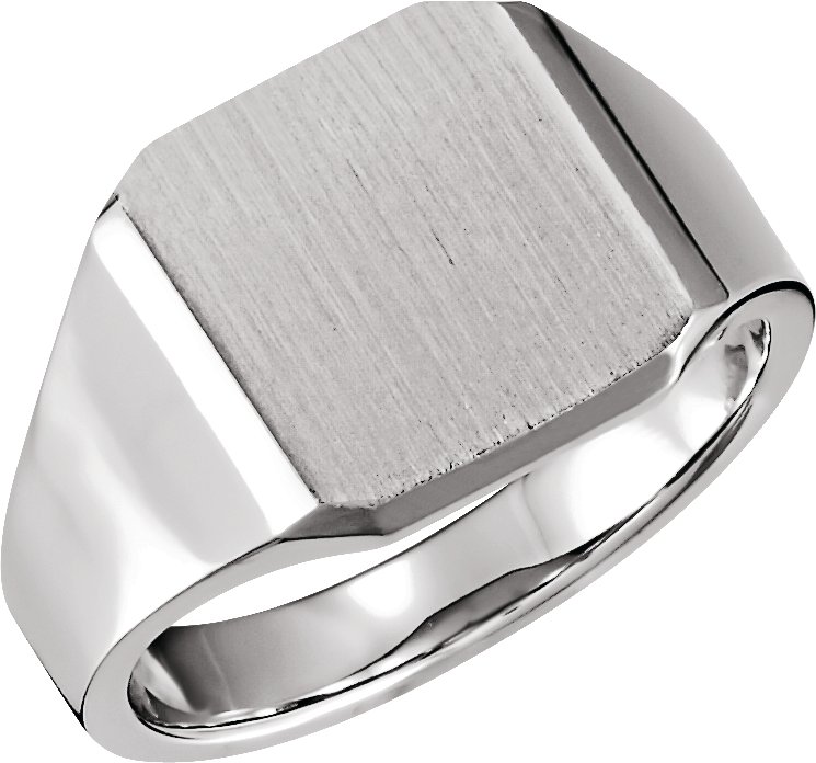 14K White 14 mm Octagon Signet Ring