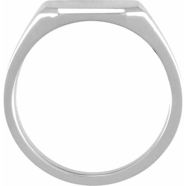 14K White 14 mm Octagon Signet Ring